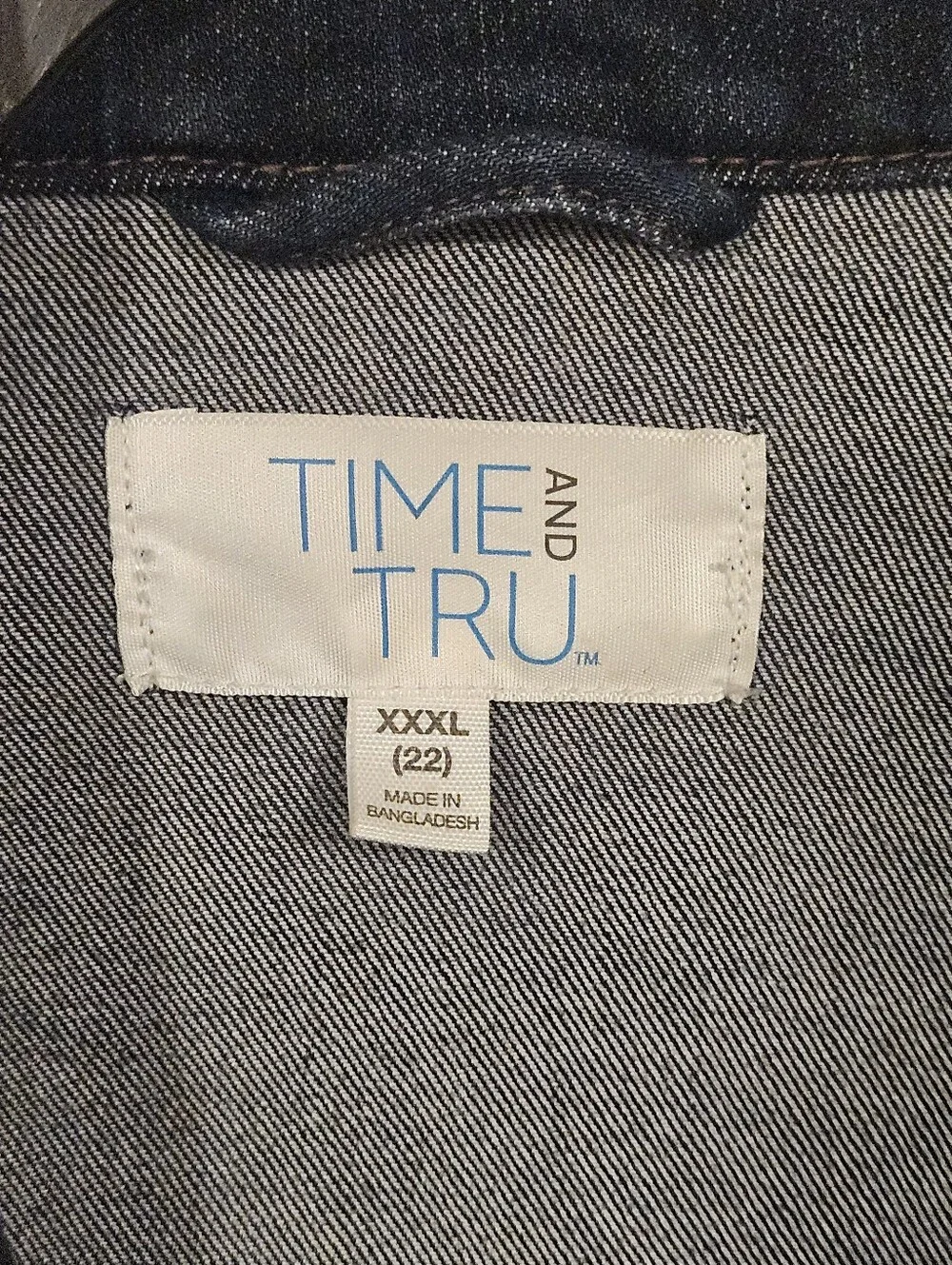 Time and Tru Women's Blue Denim Jean Jacket 3XL (22) Stretch Casual Dark Wash